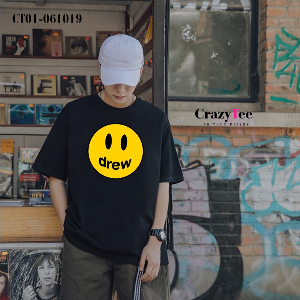 Áo Thun Unisex Mặt Cười Drew House Justin Bieber Smiley Face Big Size Tay Lỡ - CT01-061019