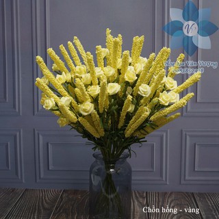 Hoa Giả 🌺FREESHIP🌺 Giảm 10k Khi Nhập [ HOA LUA ] Hoa Hồng Điểm Chồn Xốp Trang Trí Phòng