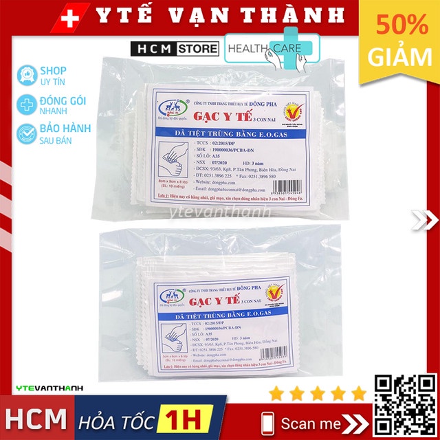 ✅ Gạc Y Tế Đông Pha (Tiệt Trùng Từng Cái) | (Gói 10 miếng) -VT0797