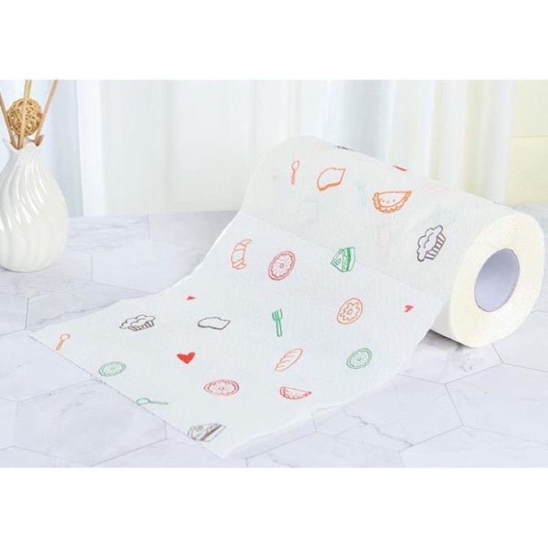 Cuộn khăn giấy thấm dầu hình hoa quả thấm dầu tốt
