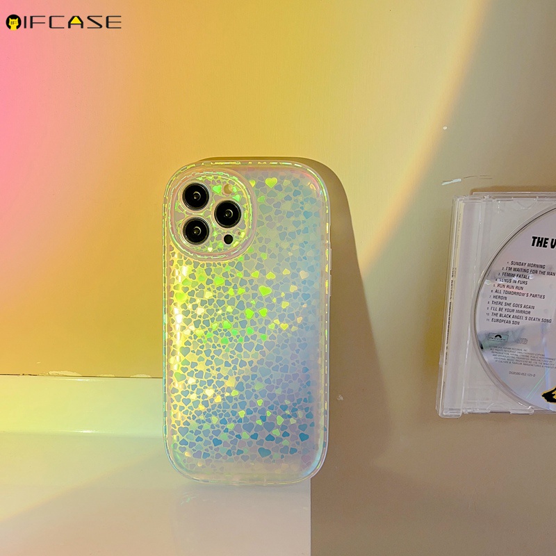 Ốp Điện Thoại Màu Laser Chống Sốc Họa Tiết Trái Tim Cho iPhone 13 12 11 Pro Max
