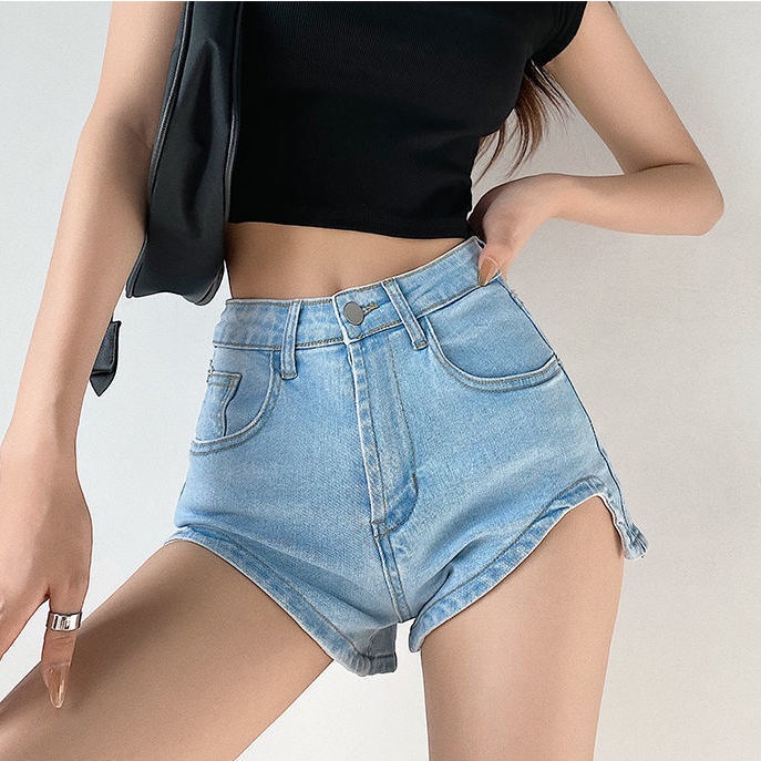 COZOK Quần Short Denim Lưng Cao Kiểu Dáng Hợp Thời Trang