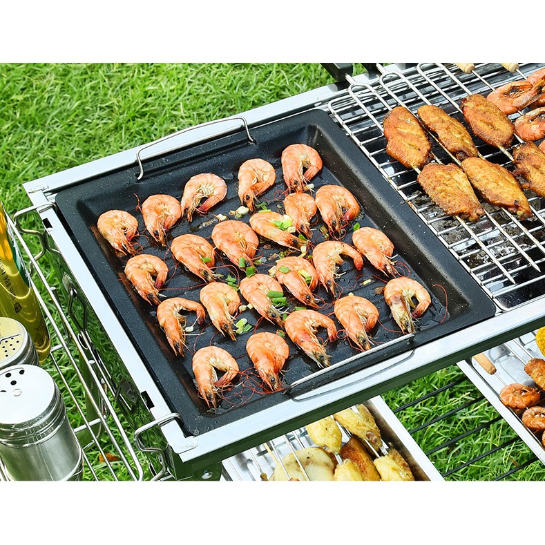 Bộ lò nướng BBQ inox ngoài trời có kệ đựng gia vị - SUPER STORE