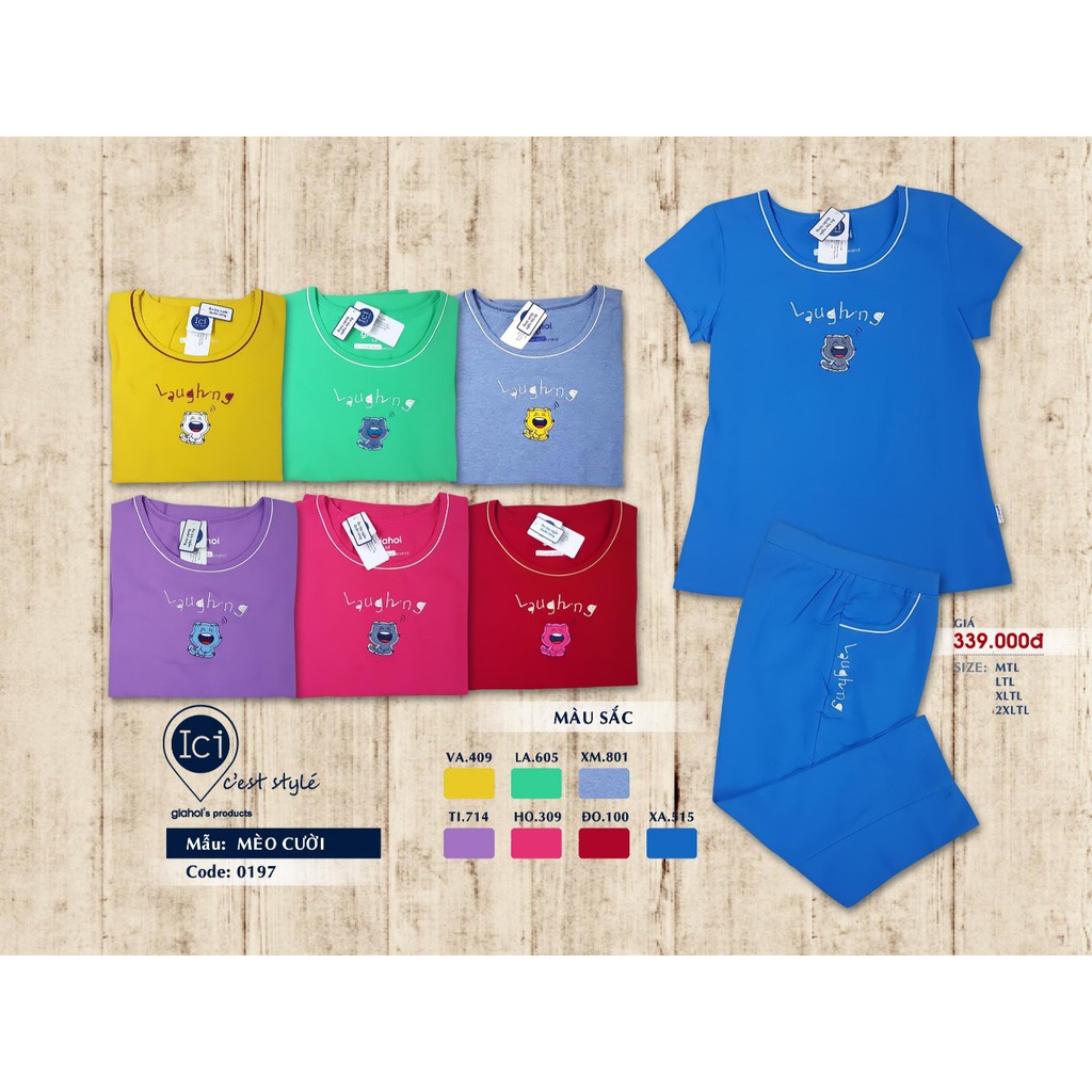 Bộ mặc nhà Xuân Hè Gia Hồi Mèo Cười