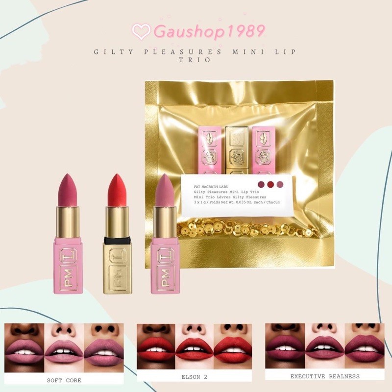 SET 3 SON LÌ PAT MCGRATH MINI GILTY PLEASURES LIP TRIO - Phiên Bản limited