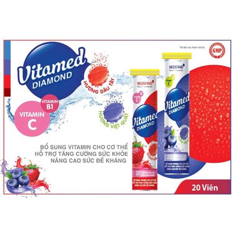 Viên sủi Medstand Vitamed Diamond (8 Hương) - Bổ sung vitamin, khoáng chất, giúp cơ thể khỏe mạnh mỗi ngày