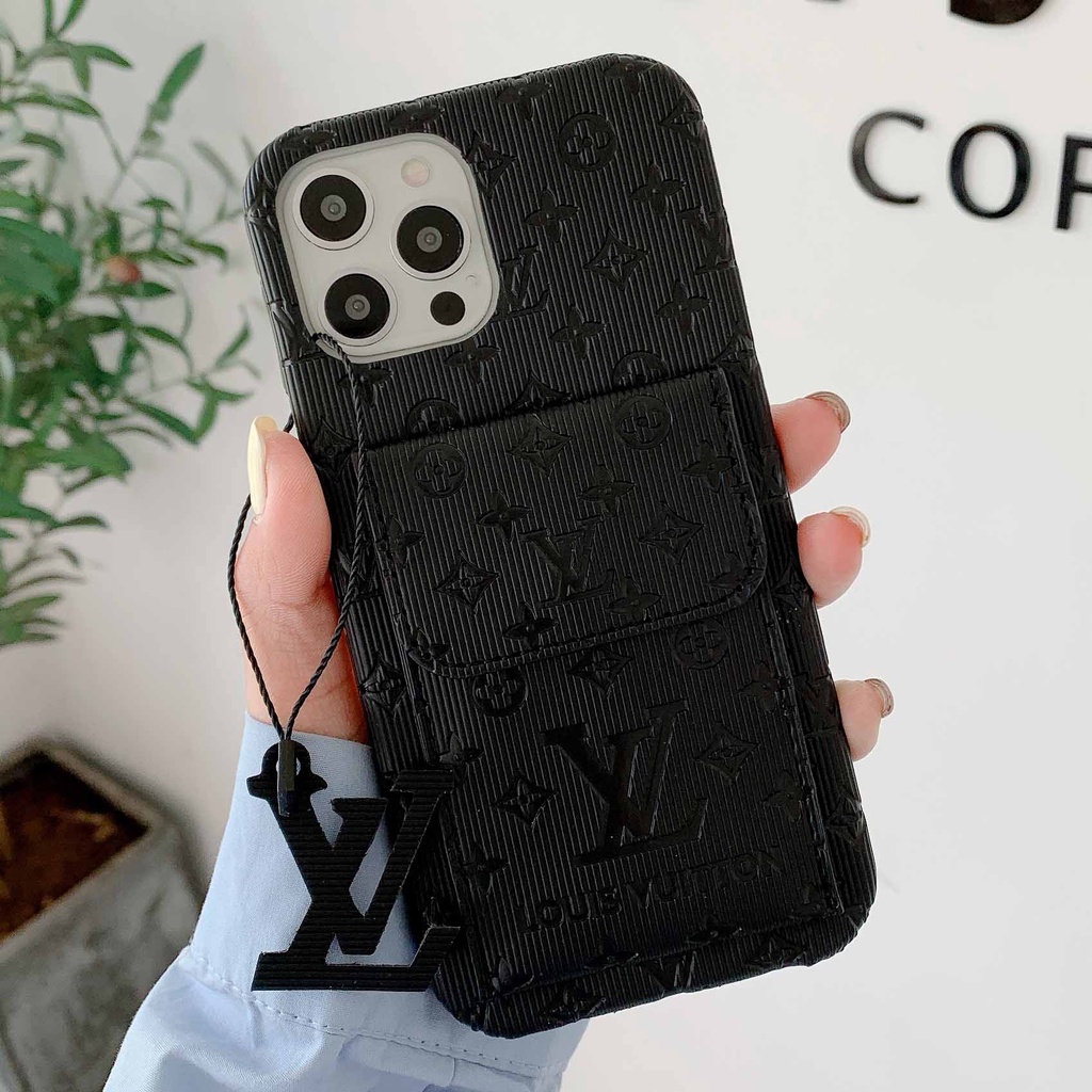 Ốp Điện Thoại Dập Nổi Chữ 3D Có Ngăn Đựng Thẻ Thời Trang Cho iPhone 13promax 12 11 xsmax xr xs 7P