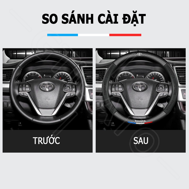 GTIOATO Bọc Vô Lăng Ô Tô BọC Vô LăNg Da BọC Vô LăNg Cacbon BọC Vô LăNg Oto Vô LăNg Xe Ô Tô Trang Trí NộI ThấT Ô Tô Phụ KiệN Xe HơI Cho Toyota Raize Corolla Cross Vios Veloz Innova Camry Hilux Yaris Fortuner Wigo Altis RAV4 Avanza