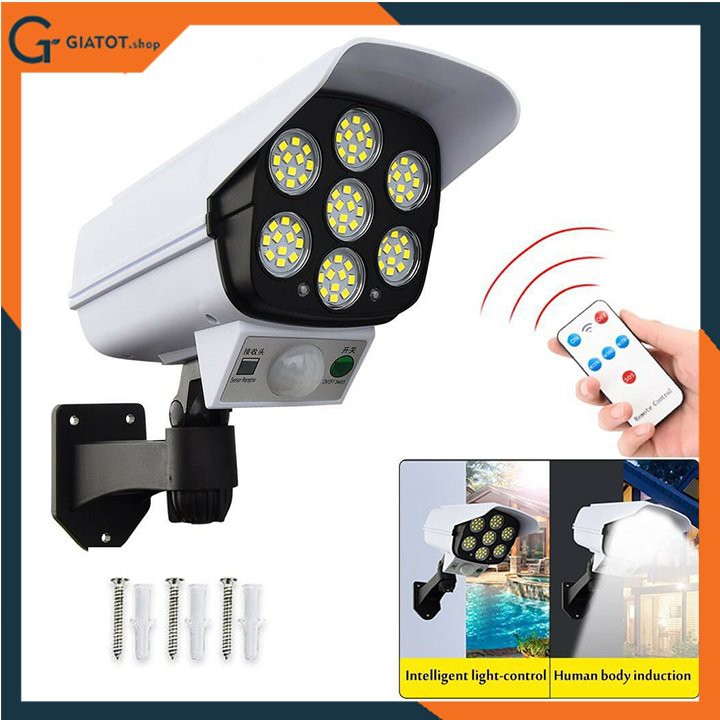Đèn năng lượng mặt trời cảm ứng tự động bật tắt có điều khiển - giả camera chống trộm,Đèn Năng Lượng Mặt Trời Giả Camera