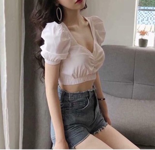 💋Áo Kiểu Cổ Vuông Nhúng ( Hình Thật )