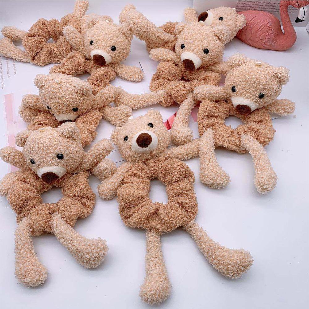 Dây Cột Tóc Co Giãn Hình Gấu Bông Lấp Lánh Dễ Thương Thời Trang Cho Nữ