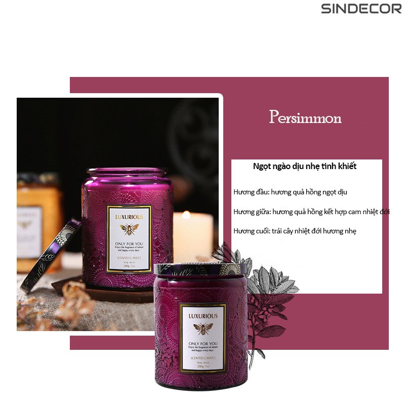 Nến thơm candle cup thủy tinh thơm phòng ngủ sáp thơm tinh dầu thiên thiên không khói sang trọng luxurious Sindecor