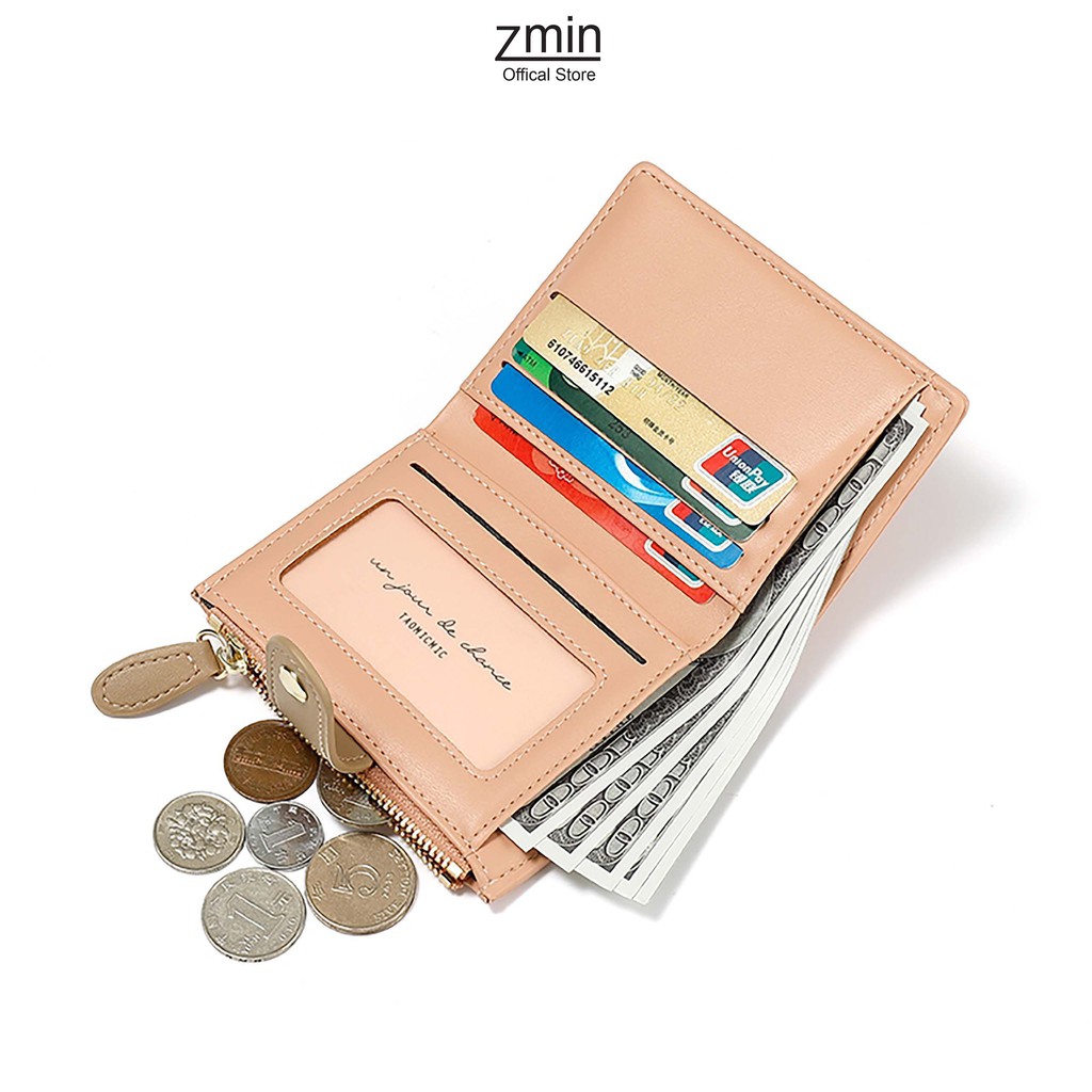 Ví đựng tiền nữ mini cầm tay Zmin, chất liệu cao cấp có thể bỏ túi - V033