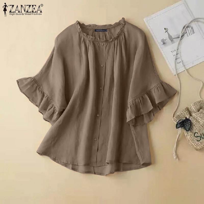 Áo kiểu ZANZEA tay lỡ 3 / 4 thời trang nữ tính