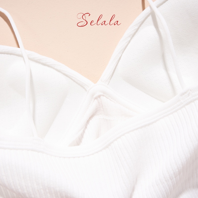 Áo Hai Dây Selala Dáng Ôm Gân Tăm Cổ V Có Sẵn Đệm Tôn Dáng V06