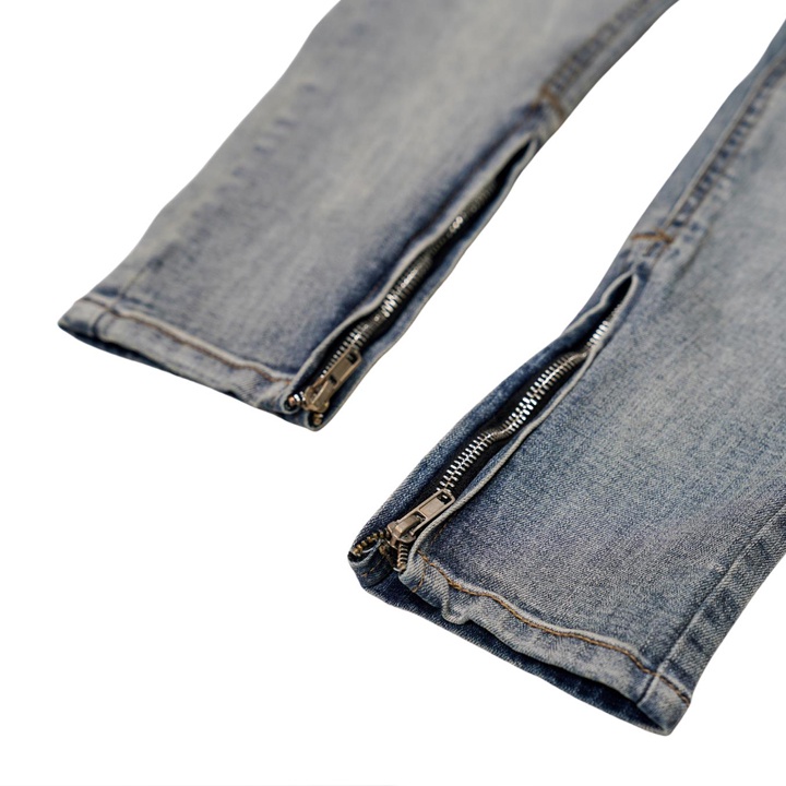 Quần jean nam zipper form skinny  Rách gối Streetwear Thesix [#902R] | BigBuy360 - bigbuy360.vn