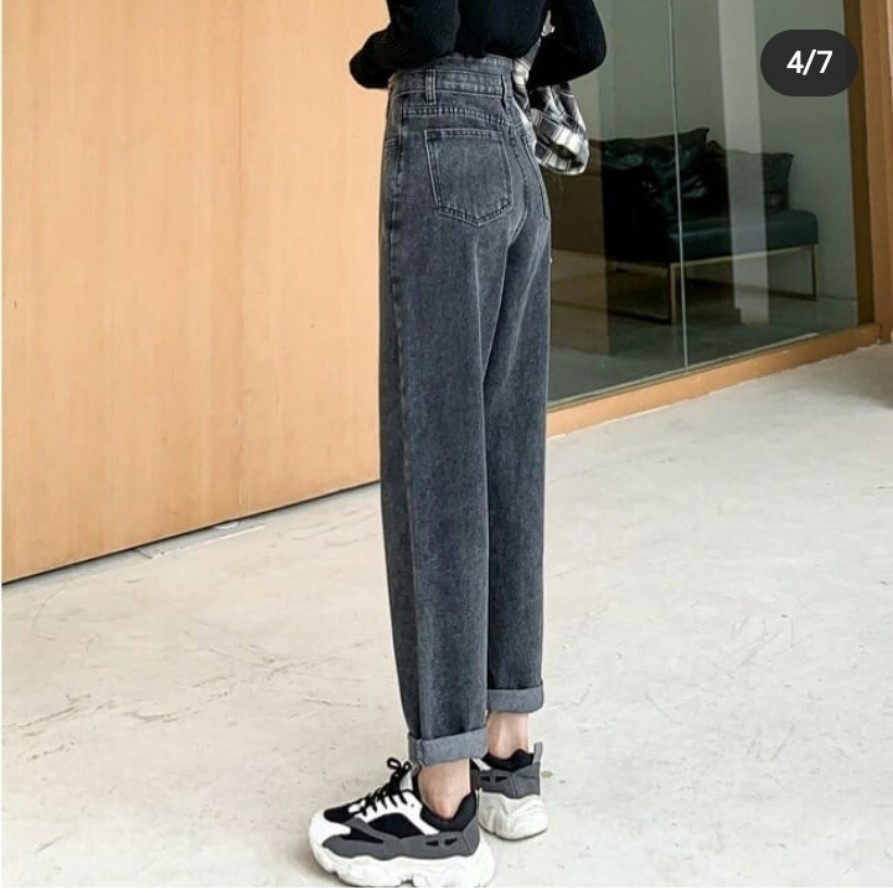 [ FREESHIP ] QUẦN BAGGY JEAN NỮ LƯNG CAO MÀU XÁM ĐEN CAO CẤP HADI LƯNG XẺ 2 NÚT HOT GÌ ĐÂU MÀ HOT, MUA VỀ LÀ GHIỀN NGAY