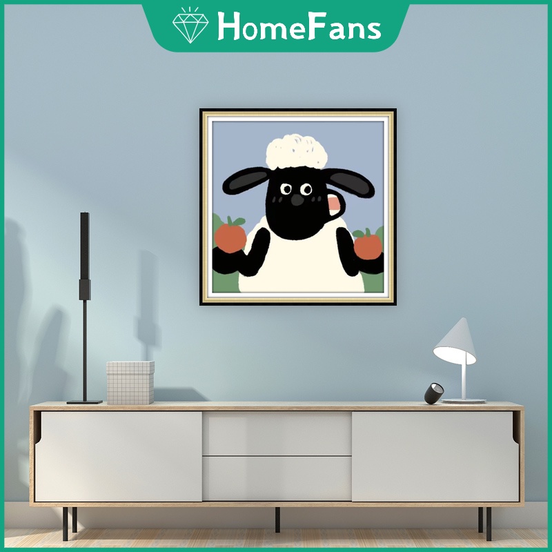 Bộ Tranh Đính Đá 5D Tự Làm 30x30cm / 40x40cm / 50x50cm Hình Chú Cừu Đáng Yêu Trang Trí Nhà Cửa