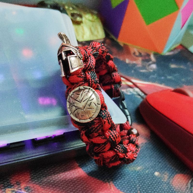 Vòng tay Paracord chiến binh Sparta - khóa cài đen/cài khiên/thắt rút
