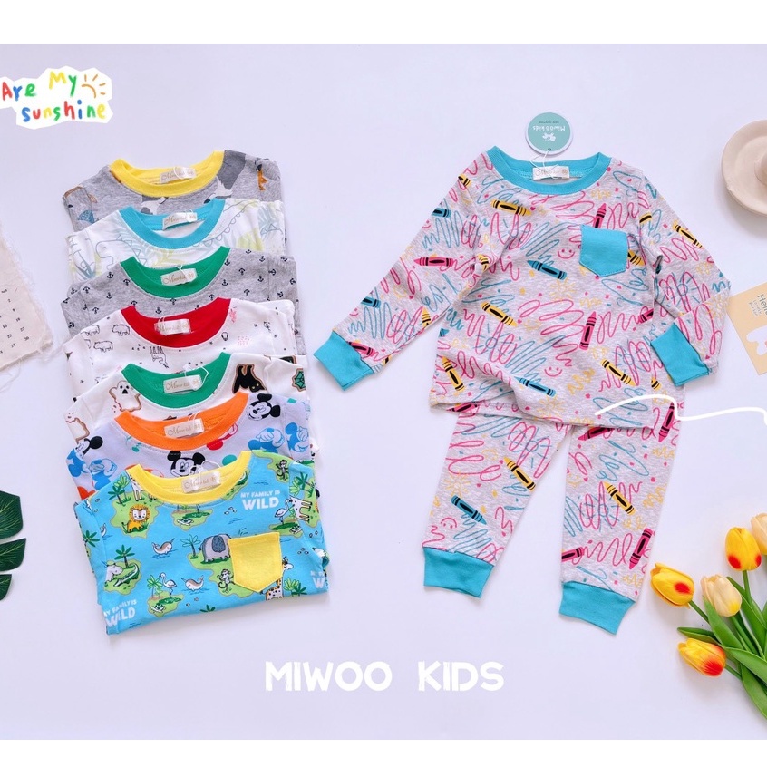 [Bé 7-19kg] Bộ Dài Tay Cổ Trụ Cotton Bozip Xuất Xịn Siêu Mềm Mịn Mát Cho Bé Trai - Bảng 2 - HÀNG LOẠI 1