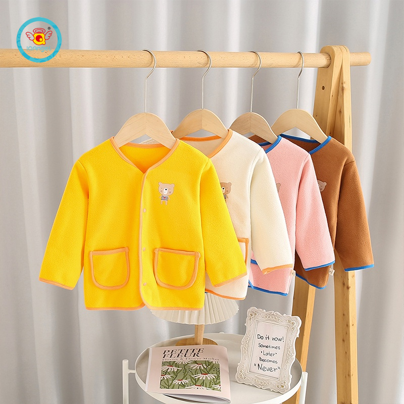 Áo khoác cardigan IQ ANGEL lông cừu chống gió kiểu thu đông Hàn Quốc mới cho trẻ nhỏ