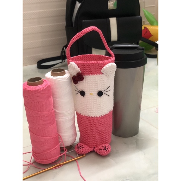 Túi đựng ly giữ nhiệt, hình chú mèo kitty