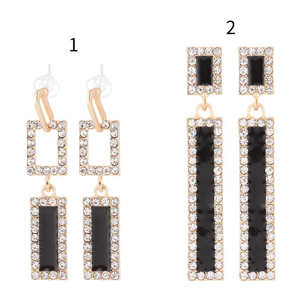 Bông Tai Hình Học Màu Đen Thời Trang Dành Cho Nữ|Bông Tai Dạng Vòng Tròn Thời Trang Cho Nữ