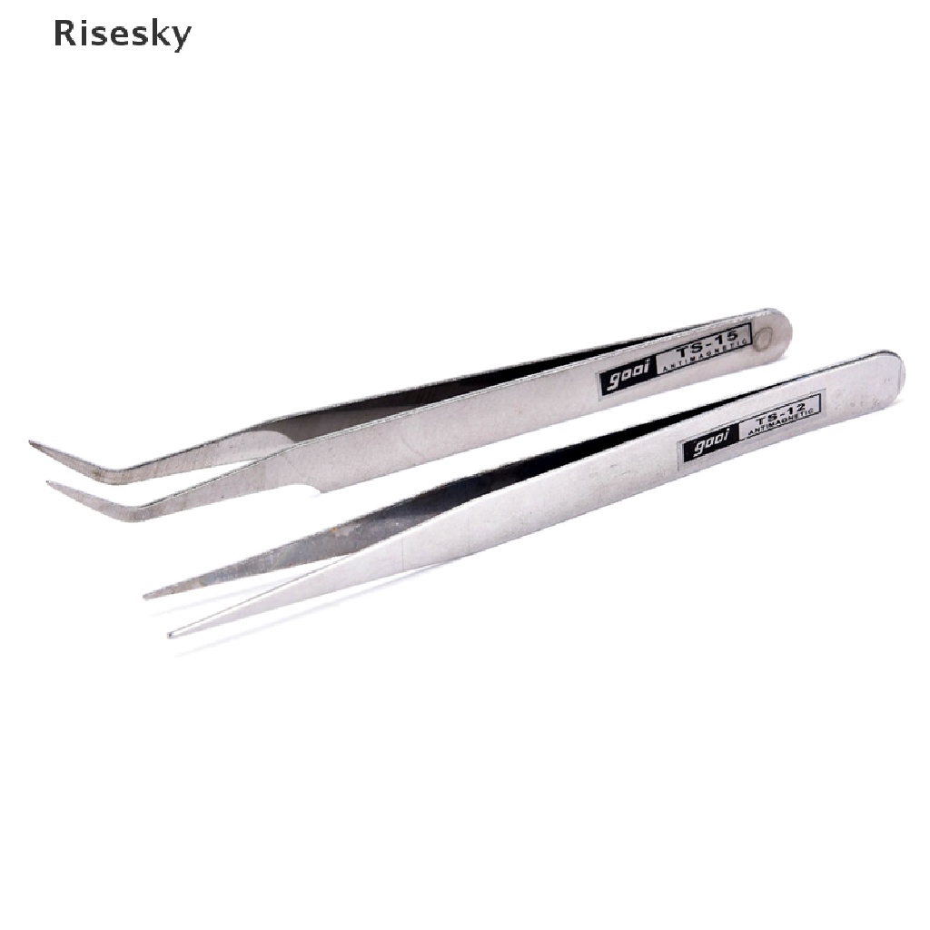 Set 2 nhíp gắp đá trang trí móng tay nghệ thuật nối lông mi giả thép không gỉ dành cho làm đẹp