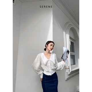 Serene Áo LADONNA cổ V tiểu thư sang chảnh