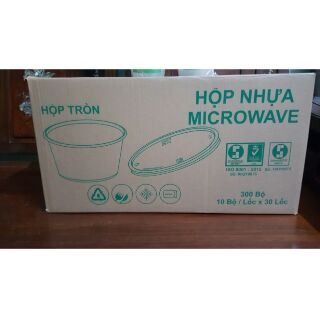 Thùng 300 bộ - 30 lốc hộp microwave tròn có nắp 550ml Siêu Thành
