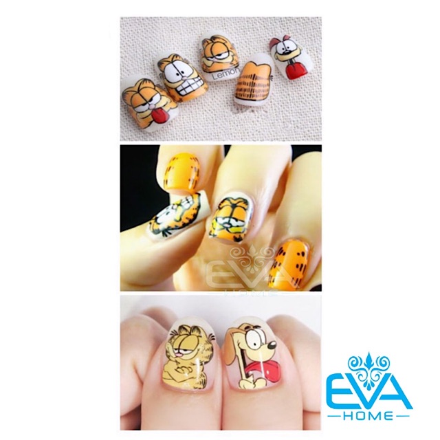 Miếng Dán Móng Tay 3D Nail Sticker Tráng Trí Hoạ Tiết Hoạt Hình Mèo GarField WG307