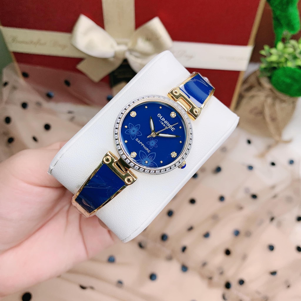 ĐỒNG HỒ NỮ SUNRISE 9991AA XANH NAVY CHÍNH HÃNG