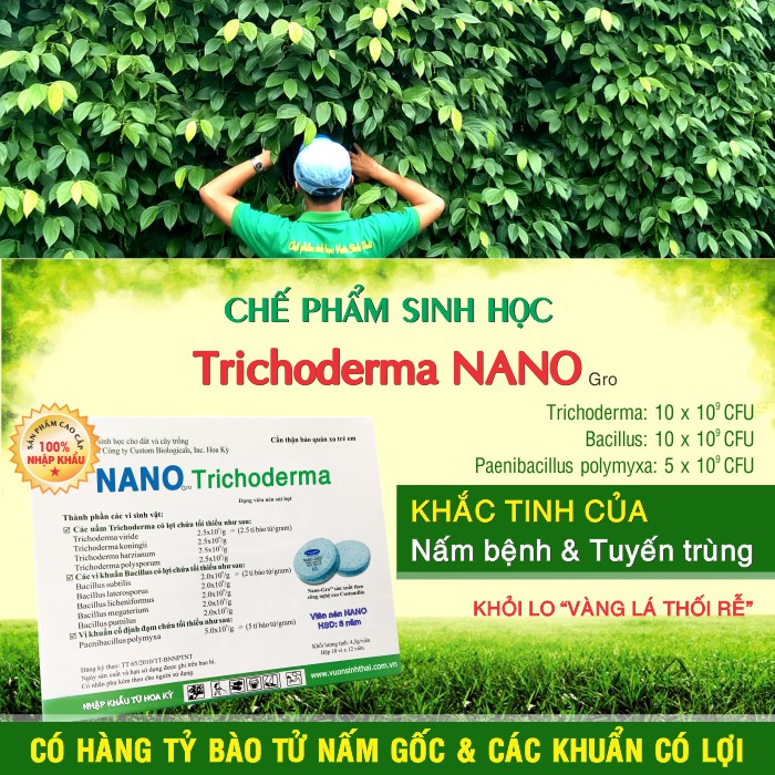 Viên nén trichoderma NANO - Nấm đối kháng Nhập Mỹ