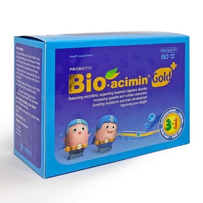 TPBVSK Cốm vi sinh Bio Acimin Gold+ - Tiêu hoá khoẻ, trẻ ăn ngon hộp 30 gói