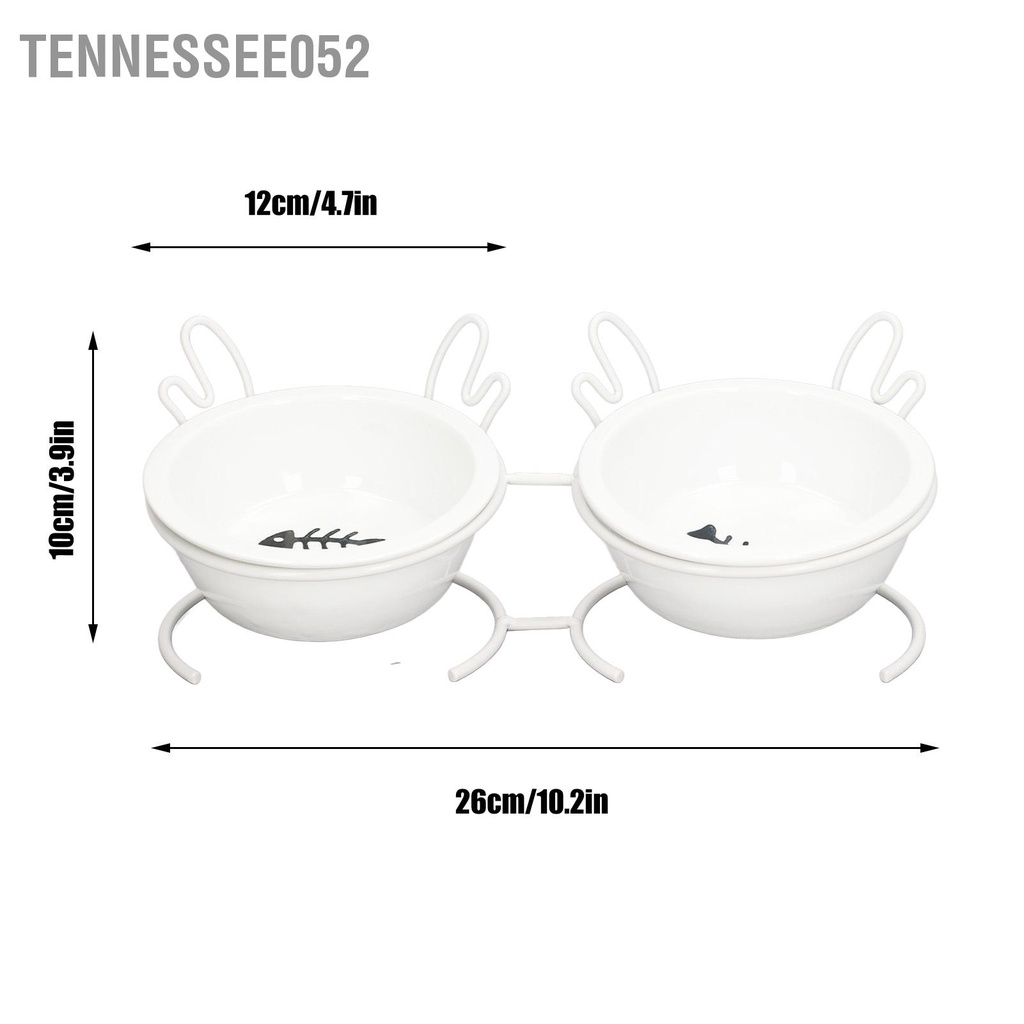 [Hàng Sẵn] Bát Ăn Bằng Sứ Cao Cấp Cho Mèo- Chén Ăn Chống Gù Có Đế Kim Loại【Tennessee052】
