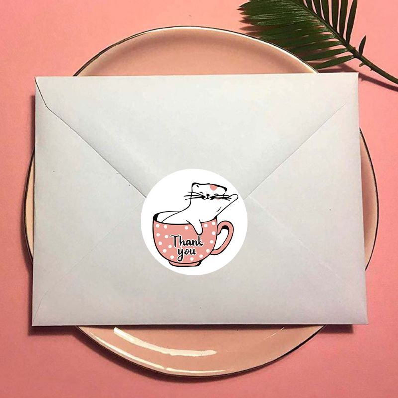 (Nhiều mẫu) Cuộn 500 sticker nhãn dán tròn khen thưởng, cảm ơn thank you