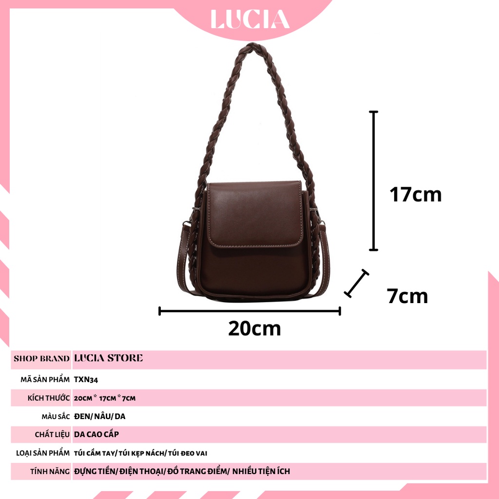 Túi đeo vai kẹp nách túi đeo chéo nữ dây tết đi chơi dễ thương cao cấp phong cách Hàn Quốc LUCIA STORE TXN34