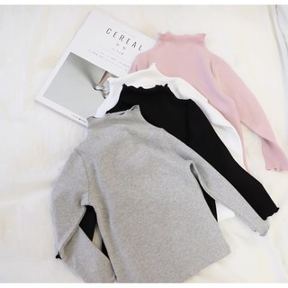 Áo Giữ Nhiệt / Áo cotton tăm giữ nhiệt cổ bèo cho bé
