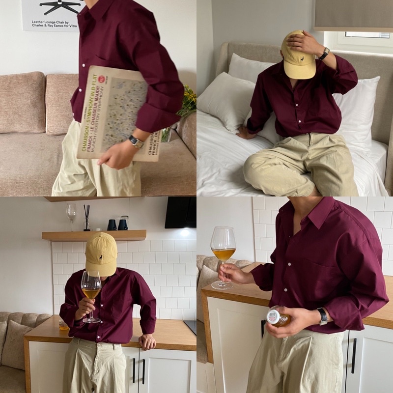 ÁO SƠ MI NAM - HEE BY OHI - Màu Đỏ Đun Cotton 100% (heebyohi)