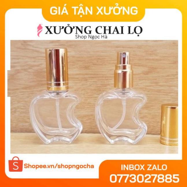 Vỏ Chai lọ chiết nước hoa hình táo thủy tinh 10ml , chai lọ chiết nước hoa , lọ đựng dầu thơm , phụ kiện du lịch