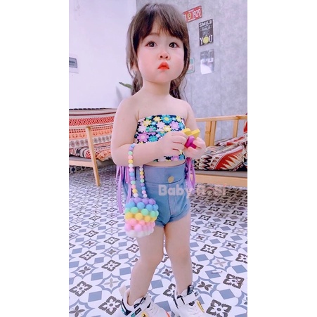 áo ống dây rút hoa cho bé