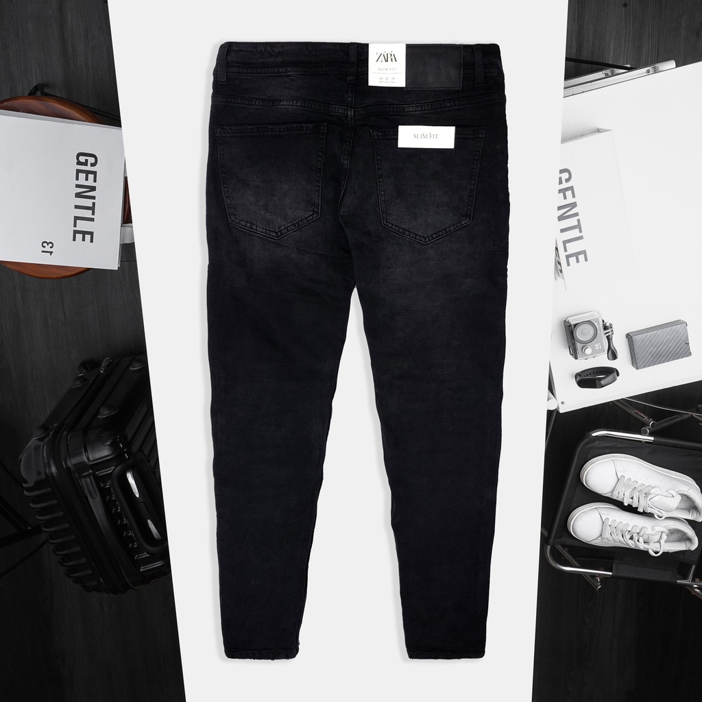 Quần jean dài nam Zara xám đen wash (Form Slimfit,chất vải co dãn,ống quần 15 - 17cm) - JZR 591