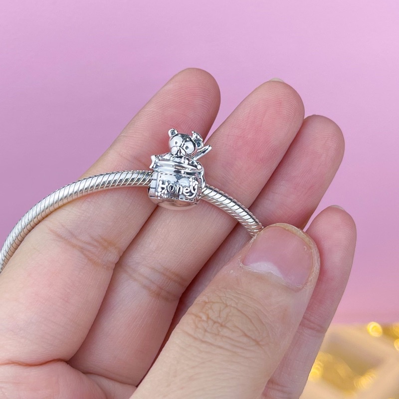 Hạt charm gấu và giỏ mật ong bạc s925 Cao cấp -có bảo hành