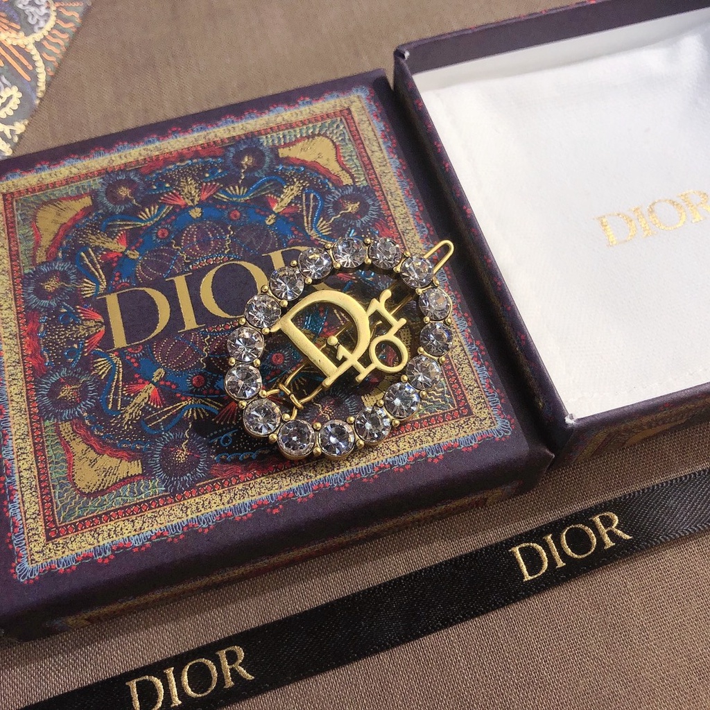Kẹp tóc Dior bằng thép titan đính kim cương giả thời trang cho nữ