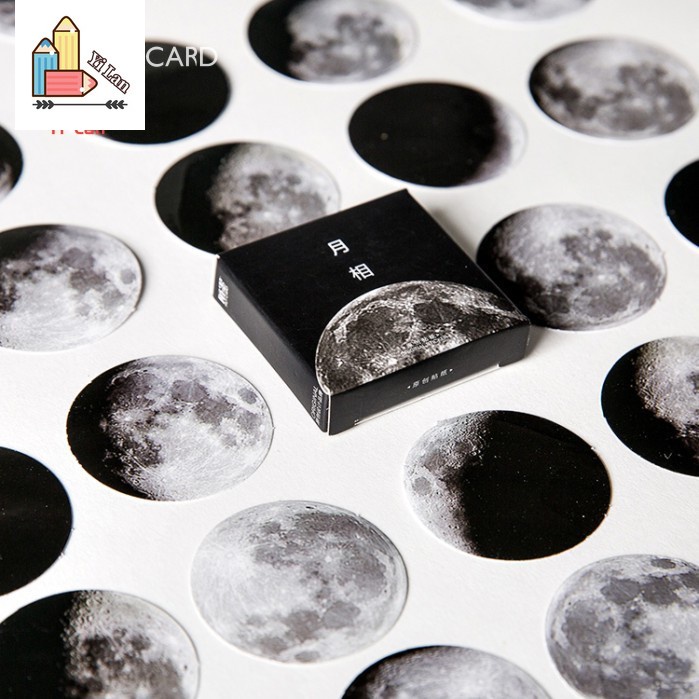 Set 45 Miếng Dán Hình Mặt Trăng / Hành Tinh Dùng Trang Trí Sổ Tay / Nhật Ký / Album Ảnh DIY