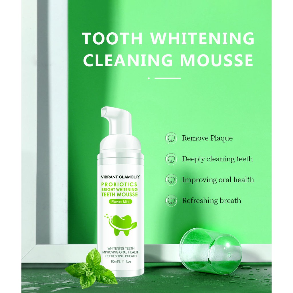 VIBRANT GLAMOUR Bọt Tẩy Trắng Răng Làm Sạch Răng Khử Mùi Hôi Miệng Mousse Teeth Whitening Clean Teeth 60ml