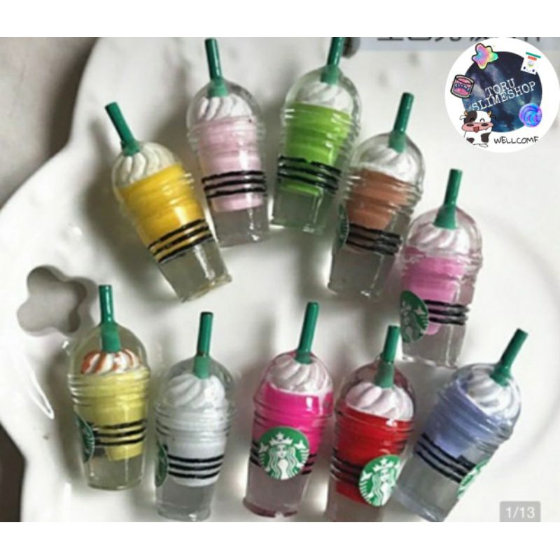 Charm ly trà sữa Starbucks trang trí slime, mô hình chụp ảnh Toru _ Slime