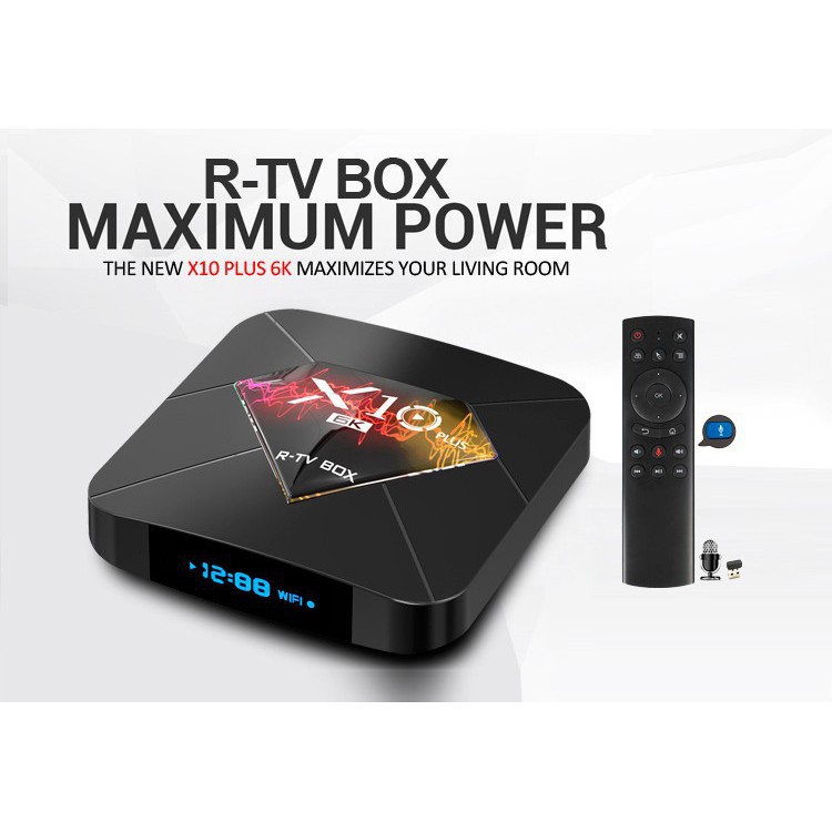 Android tivi box X10 Plus 4GB RAM có kèm điều khiển giọng nói tiếng Việt android 9.0 cài sẵn ứng dụng miễn phí