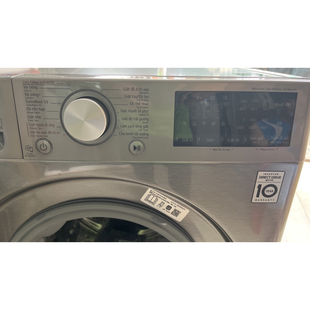 Máy giặt LG Inverter 10 kg FV1410S4P Mẫu năm 2021 Động Cơ Truyền động trực tiếp - Điện Máy Kho Rẻ