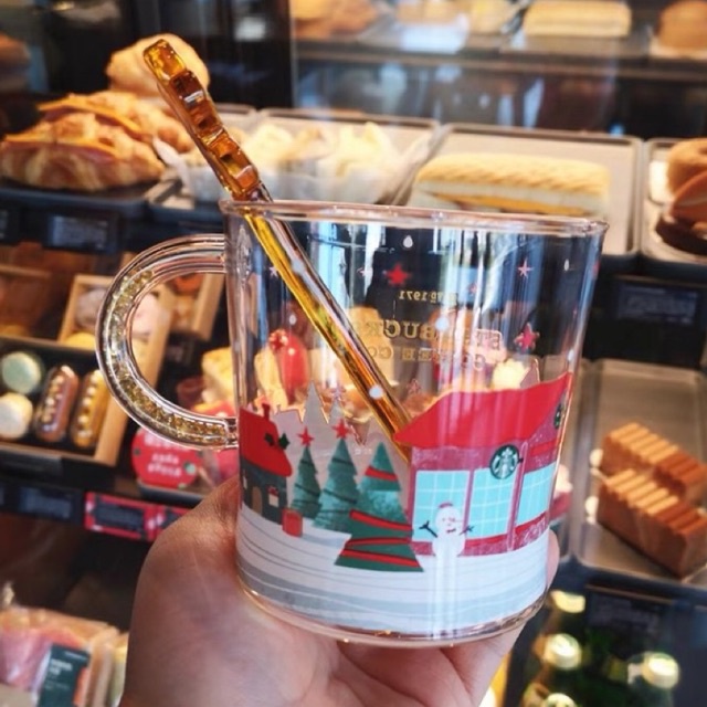 Starbucks 2020 mới giáng sinh Aurora cup sáng bóng Gingerbread người que trộn ly cà phê